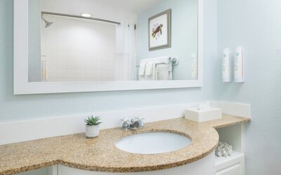 Guest bathroom at RumFish Beach At TradeWinds.