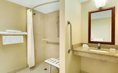 Bathroom at Hilton Garden Inn Niagara-on-the-Lake.