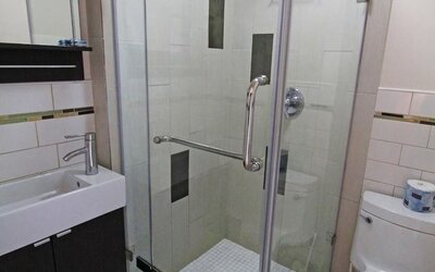 Bathroom at Jones Beach Hotel.