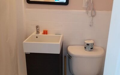 Bathroom at Jones Beach Hotel.