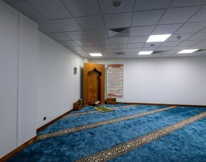 Mosque area in temple with prayer mat at DoubleTree By Hilton Jeddah Al Andalus Mall.