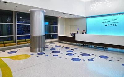 Reception area at Miami International Airport Hotel.
