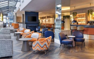 Hotel bar at Hilton Leeds City.