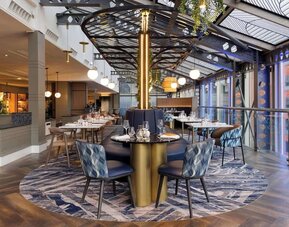 Dining area at Hilton Leeds City.