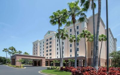 Property exterior at Embassy Suites By Hilton Orlando Airport.