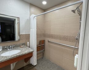 Bathroom at Quality Inn & Suites Hollywood Boulevard.