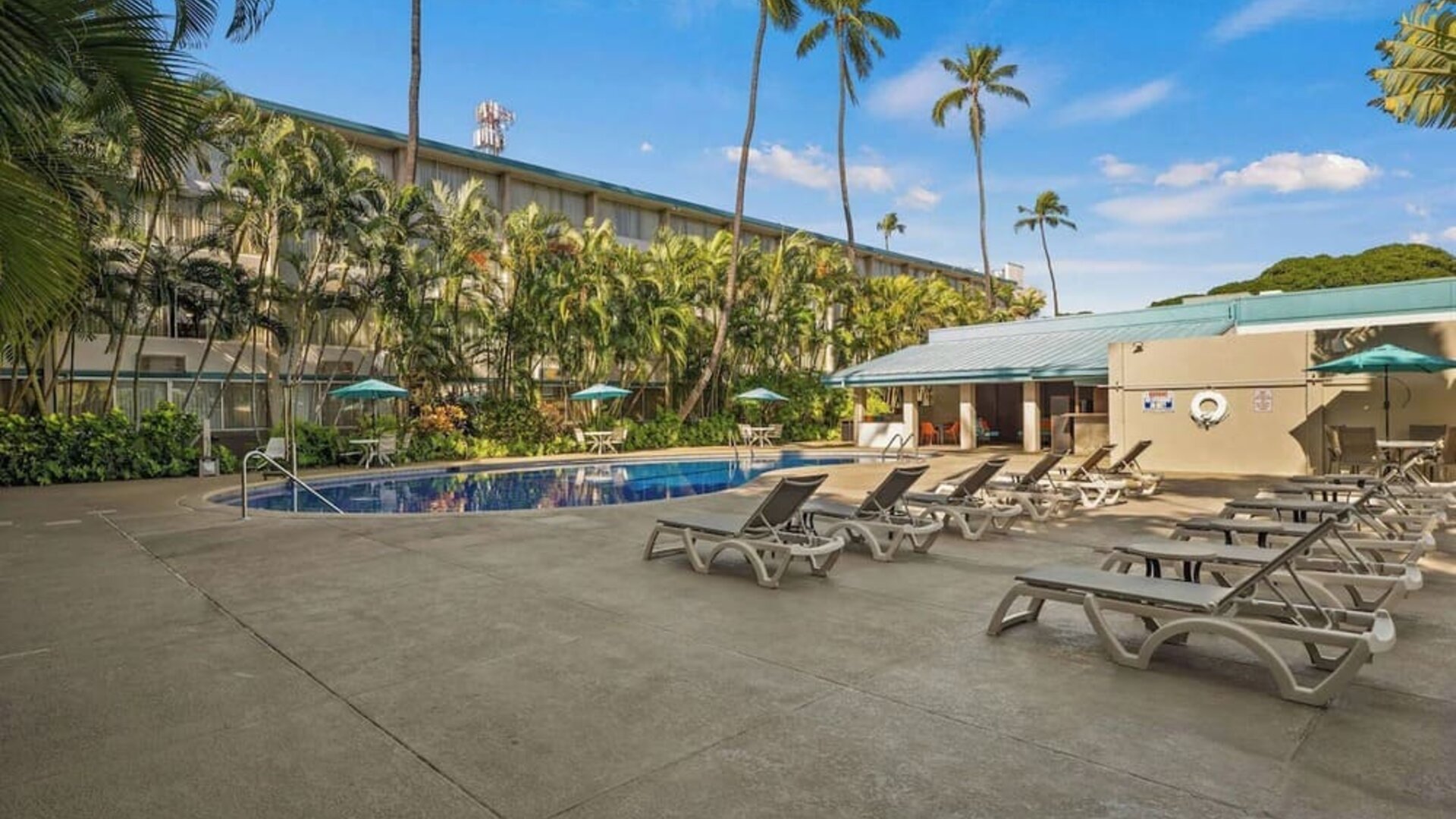 Sun loungers at Airport Honolulu Hotel, Trademark Collection By Wyndham.