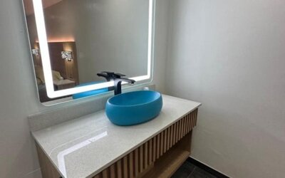 Bathroom at Nubell Motel.