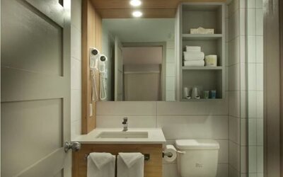 Bathroom at Ramada Laval By Wyndham.