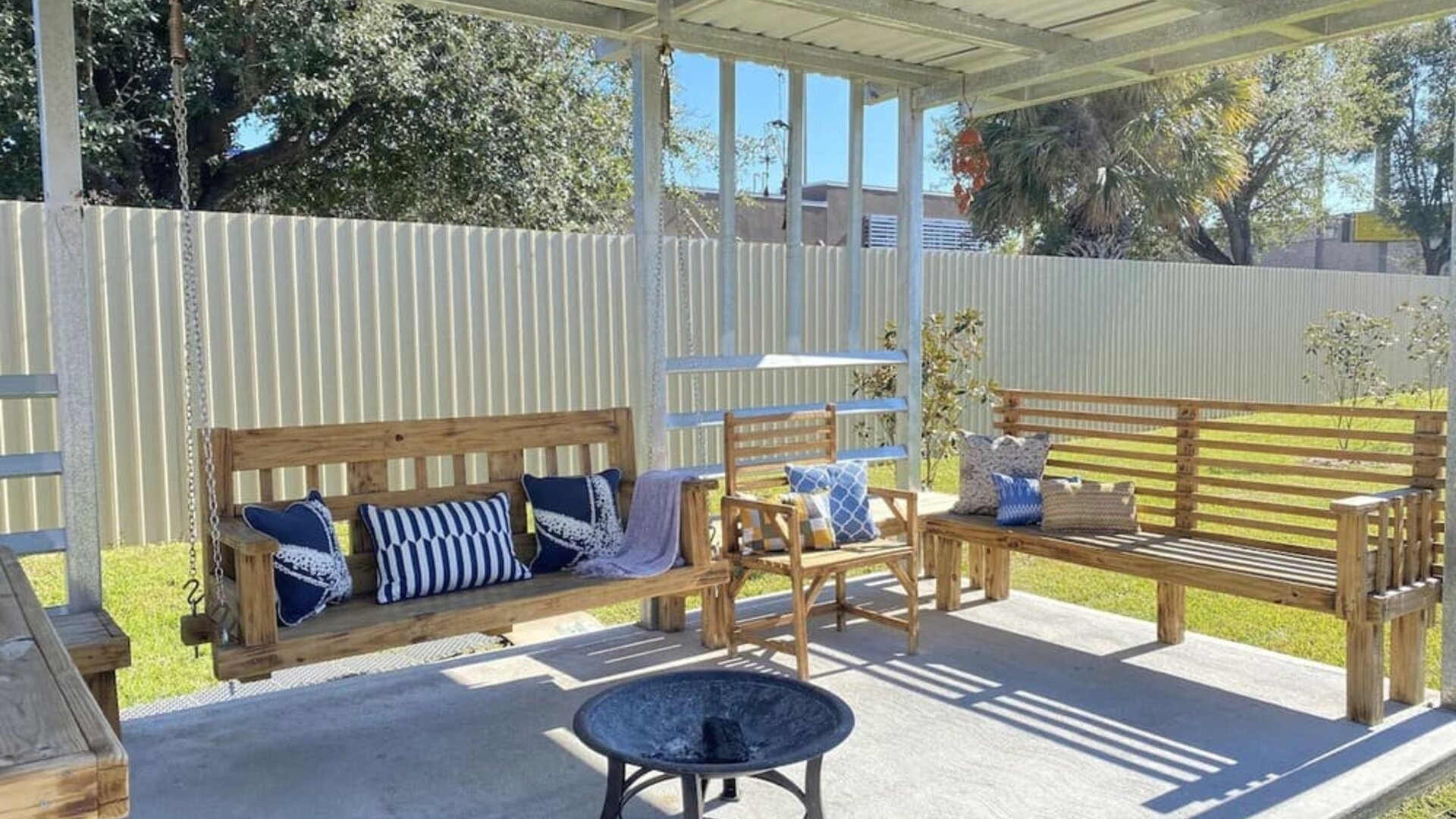 Terrace at Island Suites Hobby Airport.