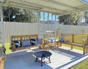 Terrace at Island Suites Hobby Airport.