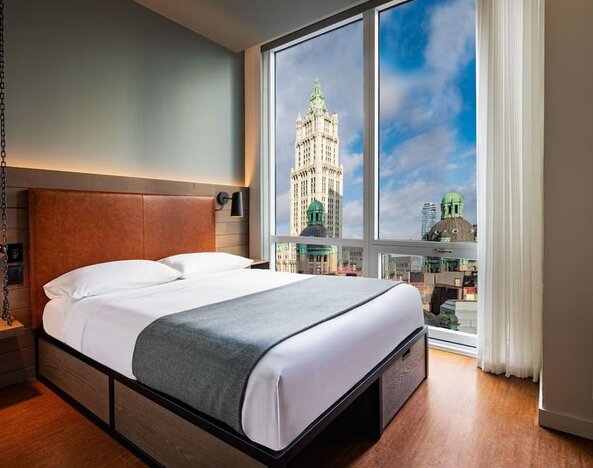 Day room at at Moxy NYC Downtown.