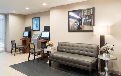 Lobby area at Holiday Inn Express Wall Street.