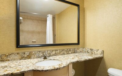 Bathroom at Holiday Inn Express Wall Street.