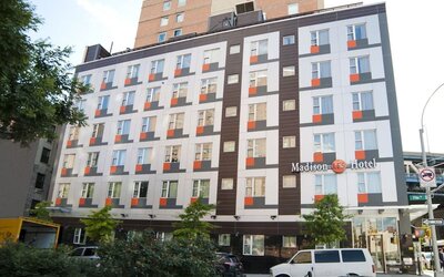 Exterior of Madison LES Hotel in the vibrant Lower East Side of New York City.