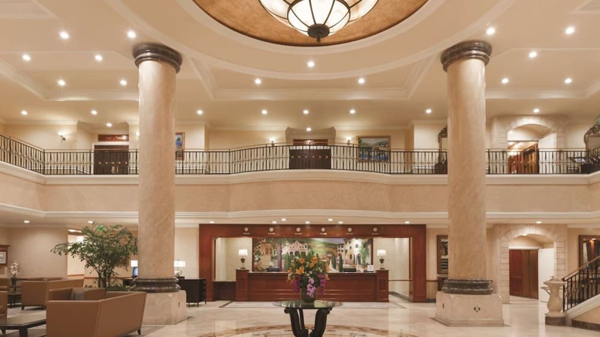 Reception at Hilton Los Angeles/San Gabriel with cozy seating to unwind.