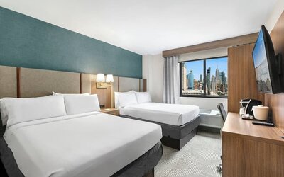 Day use room with work desk and beautiful views at Holiday Inn Manhattan 6th Ave - Chelsea.