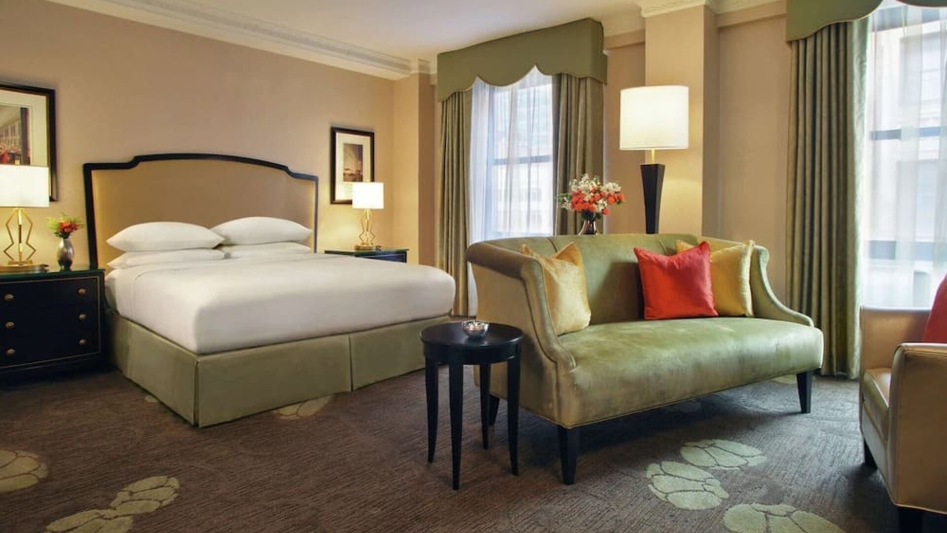 Day use room with sofa at Palmer House A Hilton Hotel.