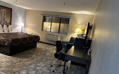 Day room with work desk at Super 8 By Wyndham Baltimore/Essex Area.
