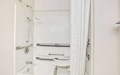 Bathroom at Super 8 By Wyndham Baltimore/Essex Area.