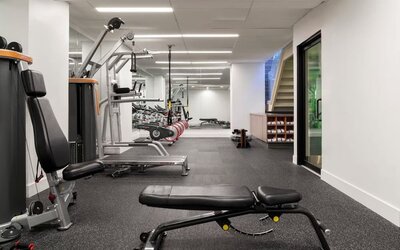 Fully equipped gym at EVEN Hotel Brooklyn By IHG.