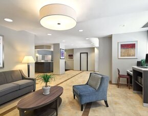 Lobby with comfortable seating at Candlewood Suites Times Square.