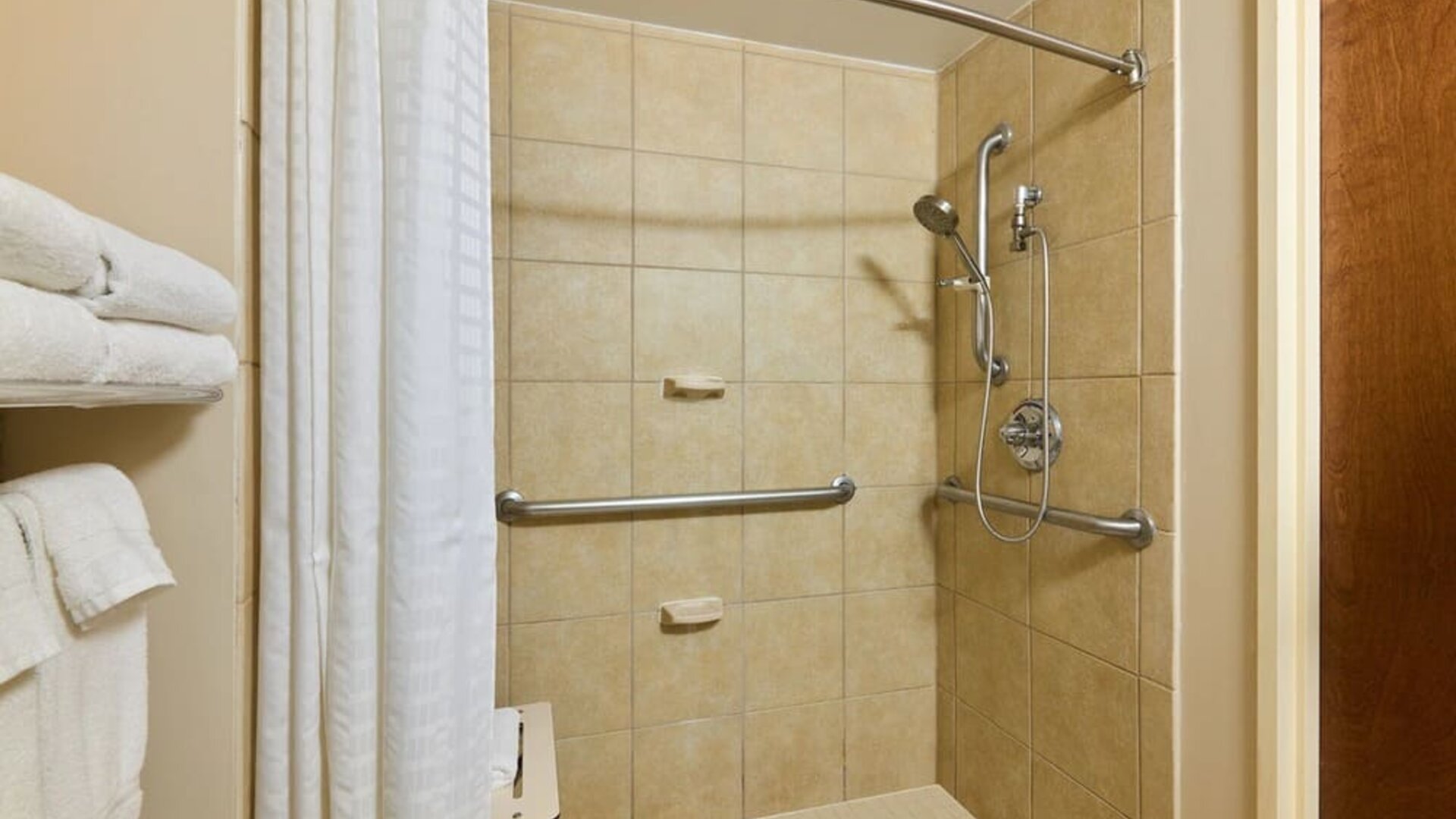 Accessible shower at Candlewood Suites Times Square.