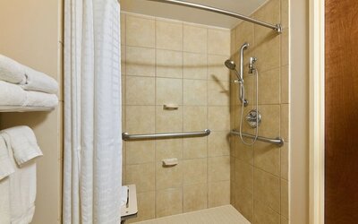 Accessible shower at Candlewood Suites Times Square.