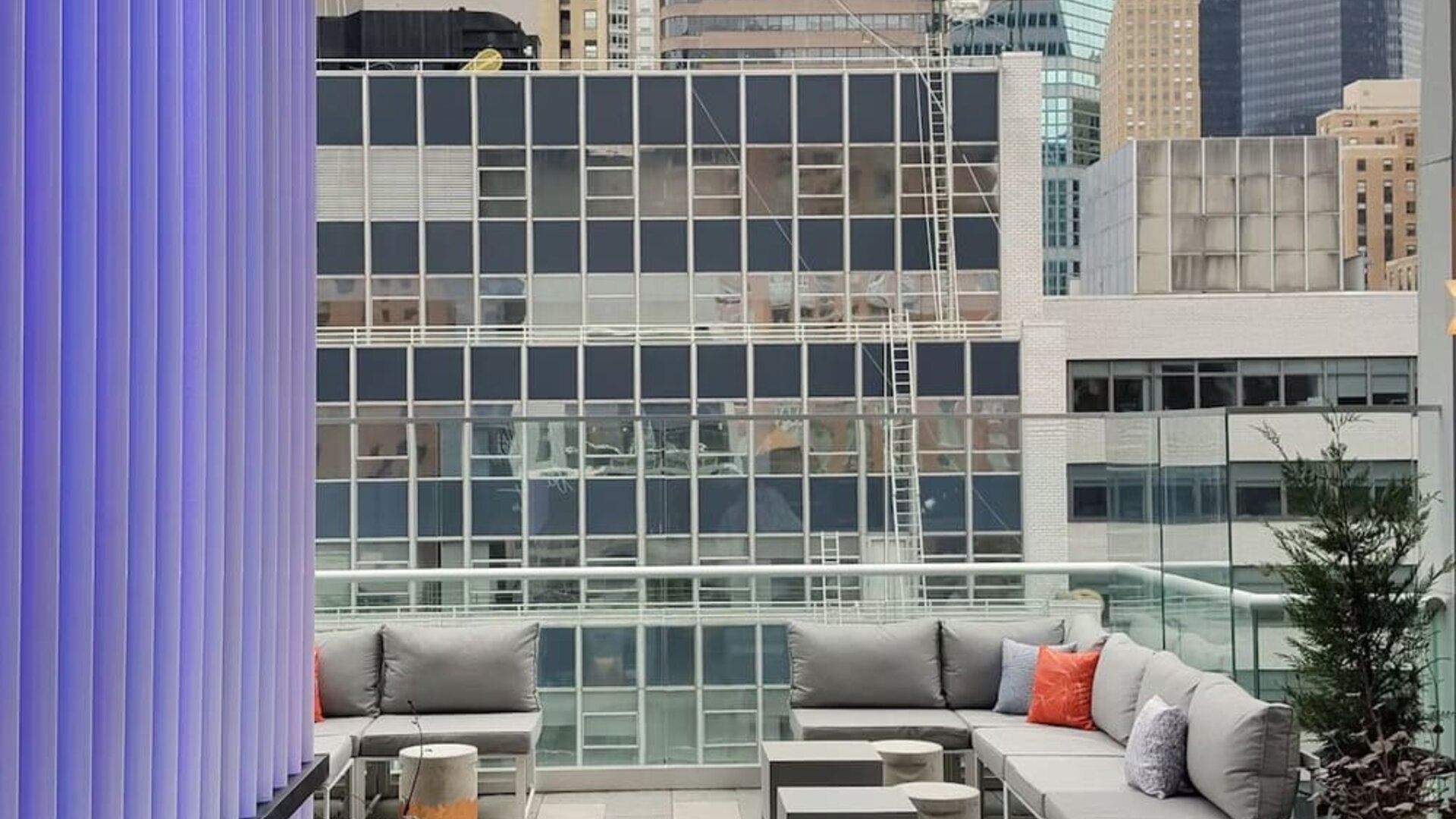 Terrace with ample seats perfect for coworking at The Bernic Hotel New York City, Tapestry Collection By Hilton.