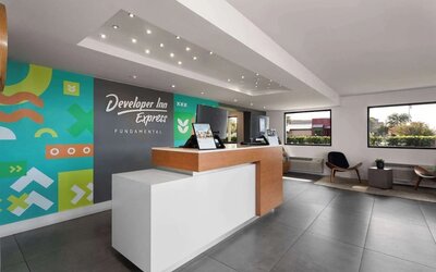 Welcoming reception area at Travelodge By Wyndham Fundamental.