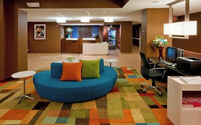 Lounge and coworking space at Fairfield Inn East Rutherford Meadowlands.