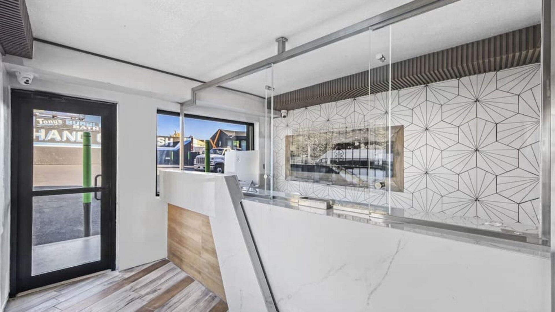 Reception area at Hotel Opus Bronx.