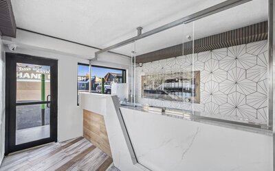 Reception area at Hotel Opus Bronx.