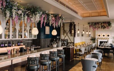 Cozy hotel bar at 100 Queen's Gate Hotel London.