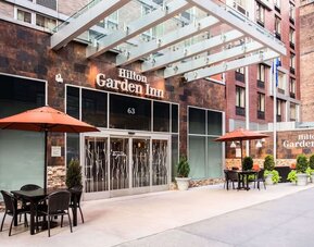 Exterior entrance of Hilton Garden Inn New York/West 35th Street.
