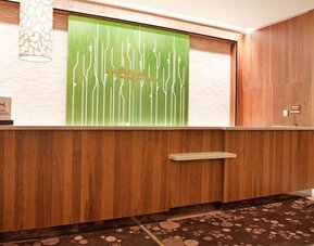 Contemporary reception desk and lobby area at Hilton Garden Inn New York Central Park South-Midtown West.