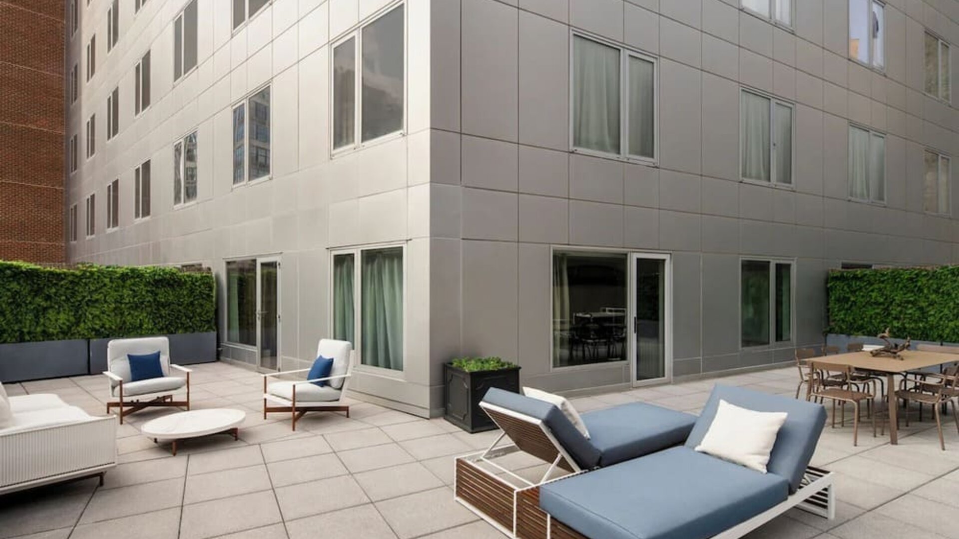 Outdoor terrace lounge with seating and relaxation area at Hyatt Union Square New York.