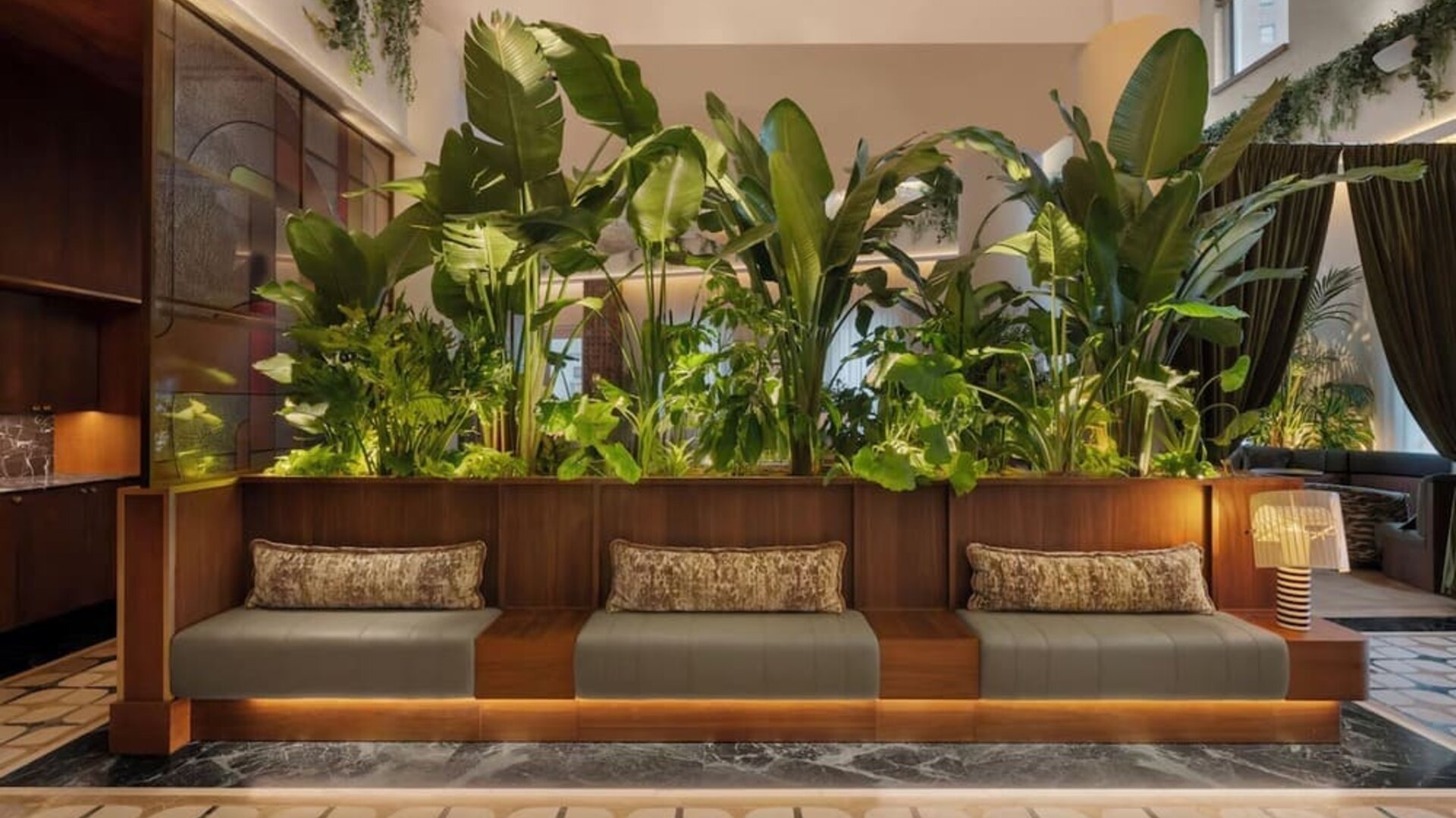 Sophisticated hotel lobby with lounge seating and modern décor at Hyatt Union Square New York.