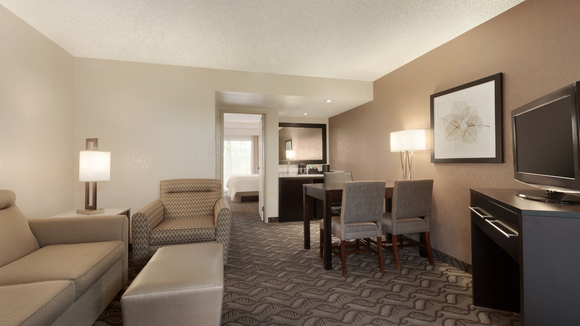 Day use room with living area at Embassy Suites By Hilton Arcadia.