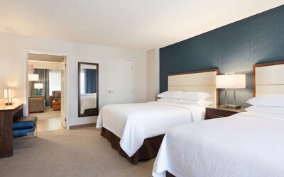 Twin bed available at Embassy Suites By Hilton Brea North Orange County.