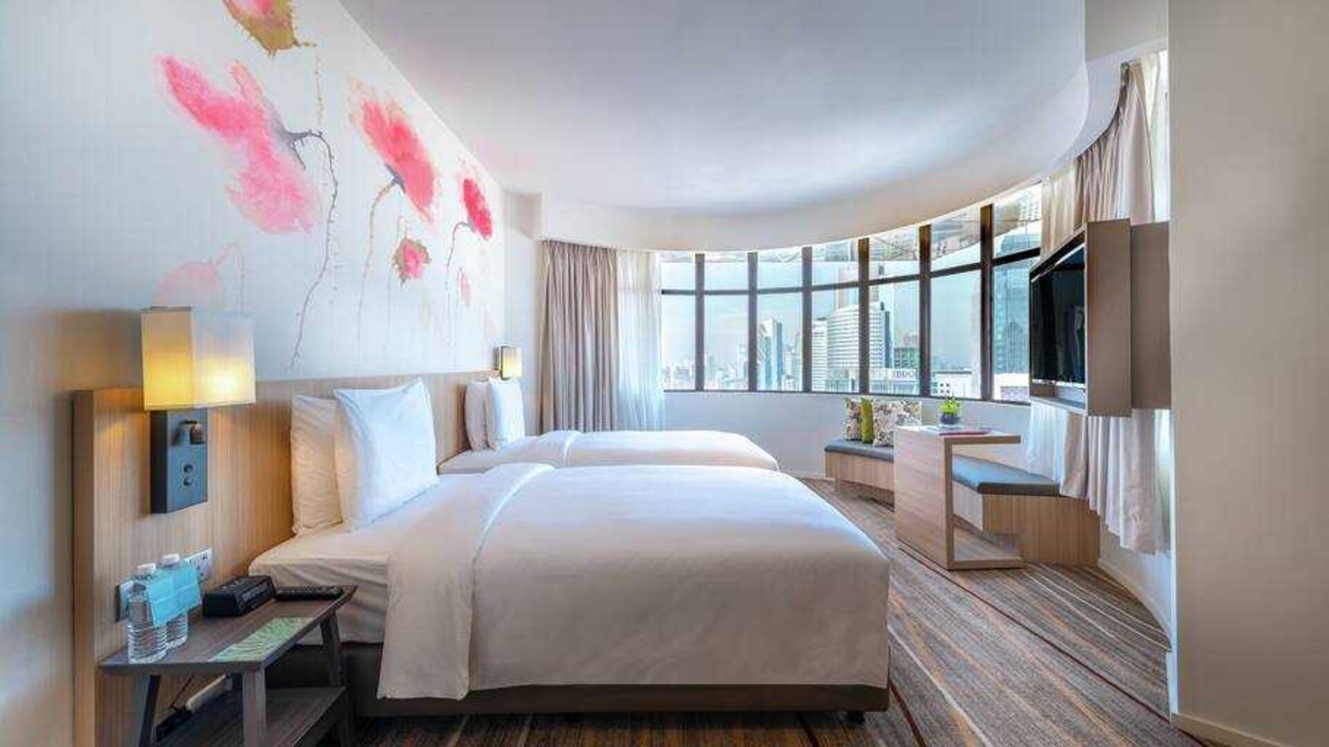 Spacious and stylish room with views of KL Tower at the Hilton Garden Inn Kuala Lumpur Jalan Tuanku Abdul Rahman South.