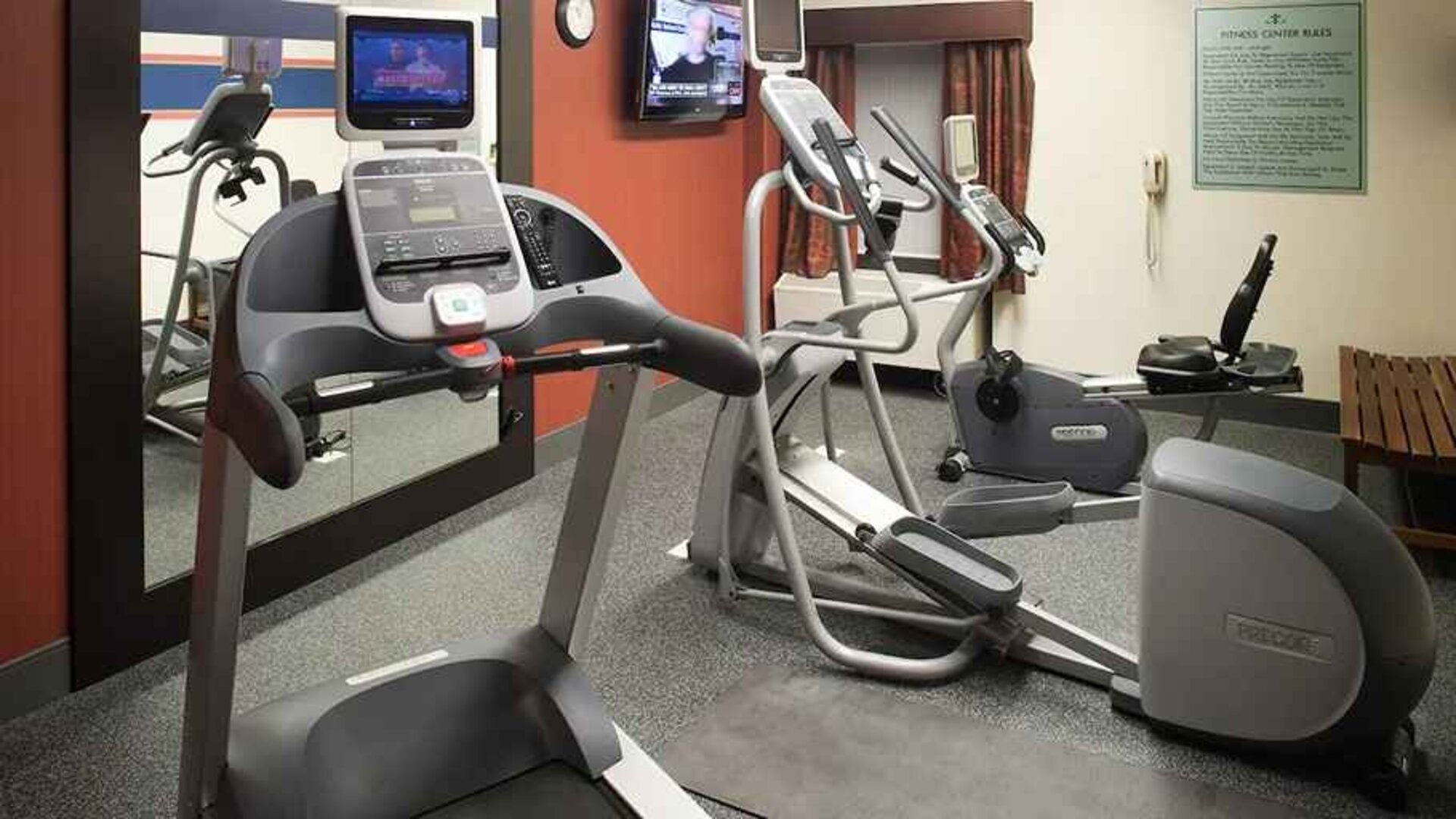 well equipped fitness center at Hampton Inn Pittsburgh University/Medical Center.