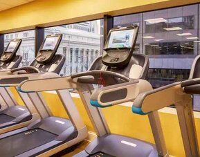 Fitness center with treadmills at the Hilton Denver City Center.
