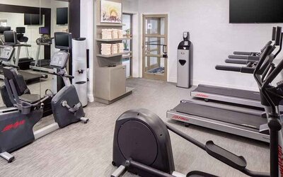 Well-equipped fitness center at Hilton Garden Inn Washington DC Downtown.