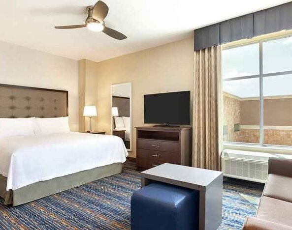 large king studio suite with natural light at Homewood Suites by Hilton Harlingen.