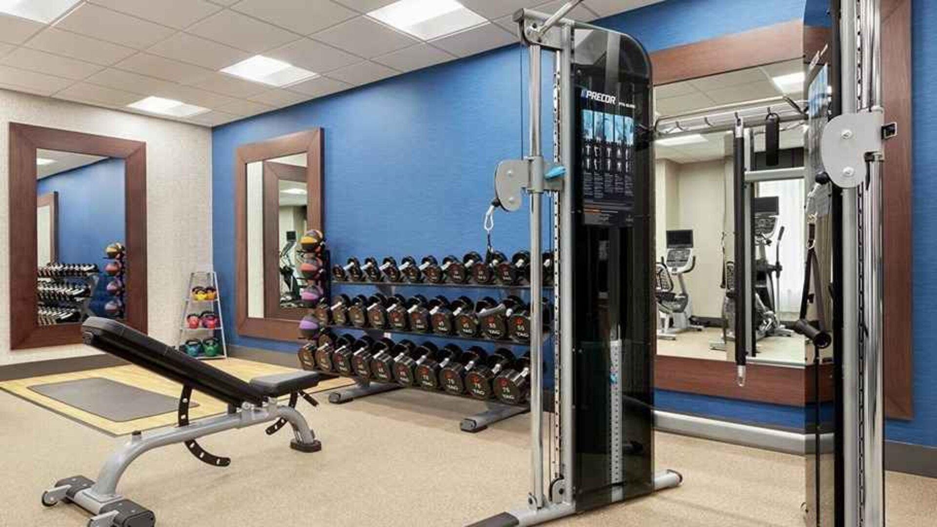 equipped fitness center at Homewood Suites by Hilton Harlingen.