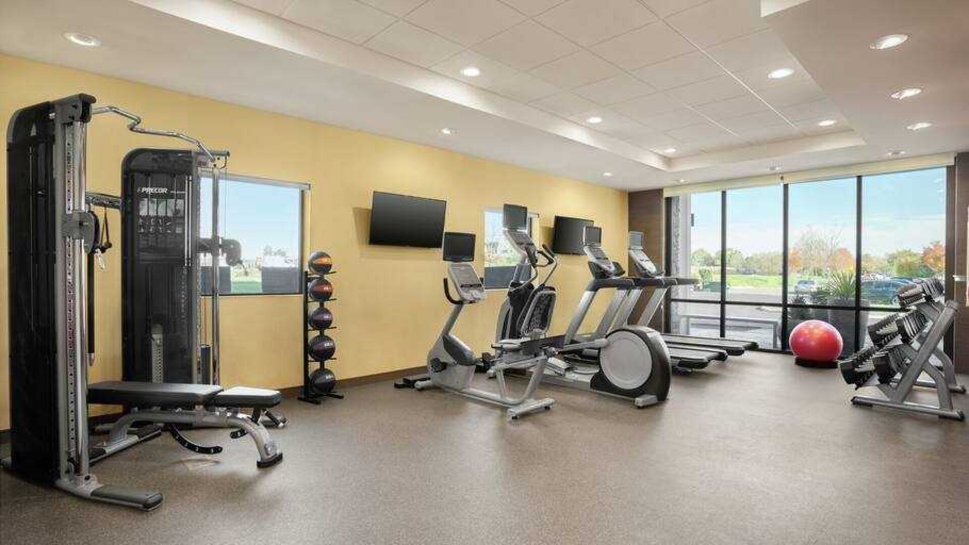 Full equipped fitness center at the Home2 Suites by Hilton Warminster Horsham.