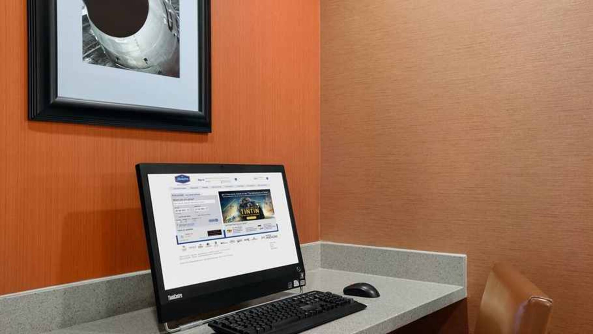 Fully equipped work station and business center at Hampton Inn Chicago-Midway Airport.