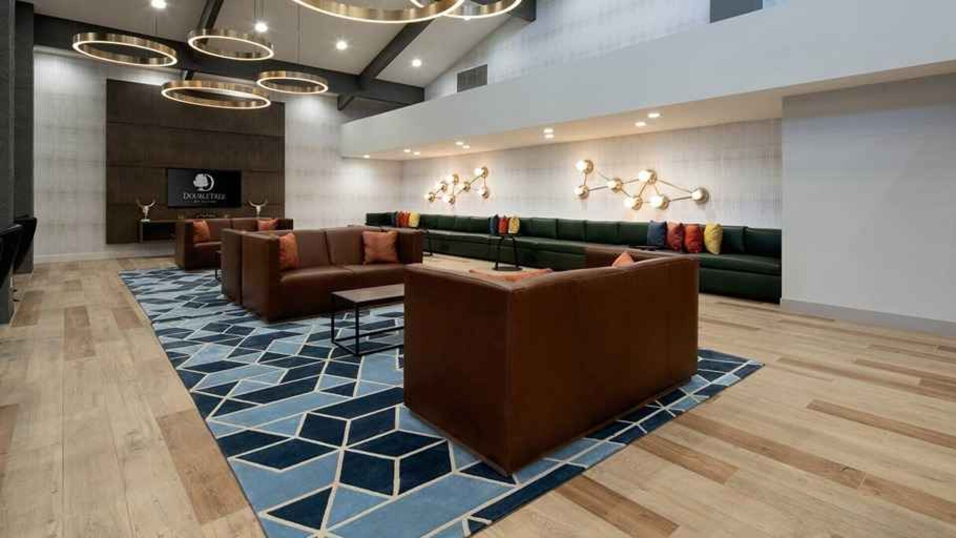 Comfortable lobby-lounge ideal for coworking at DoubleTree by Hilton Hotel Bakersfield.