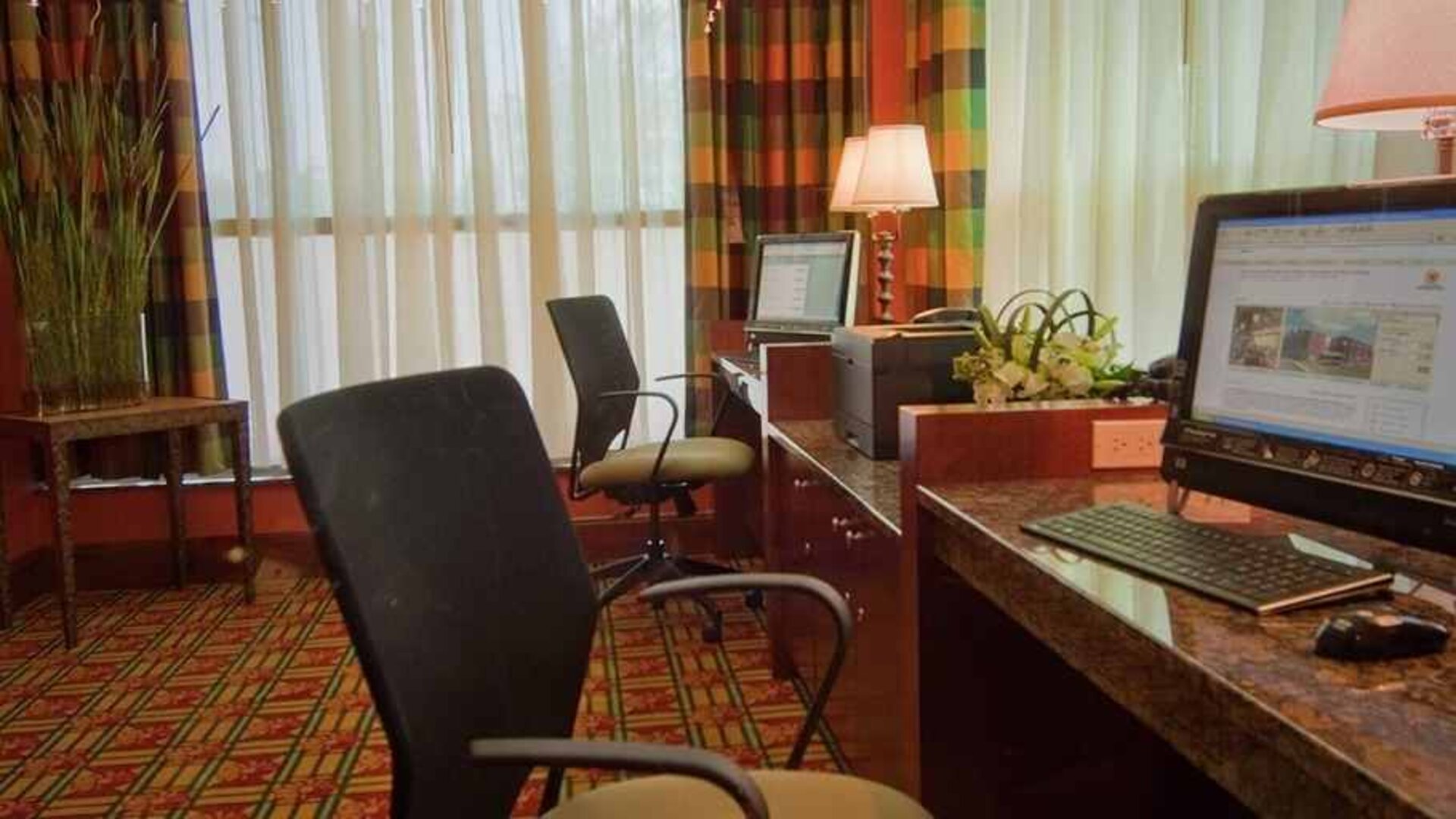 Equipped business center and work area for all your business needs at Homewood Suites by Hilton Rockville-Gaithersburg.